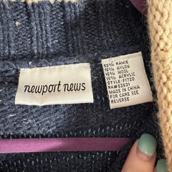Newport News Cable Knit Sweater 80s-90s VINTAGE oversized sweater - Picture 2 of 4